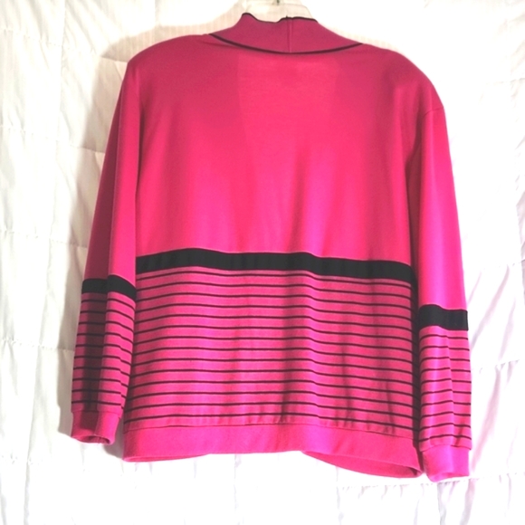 PYKETTES WOMEN'S FUSIA BLACK STRIPES CARDIGAN SIZE S. A'98 - Picture 4 of 8